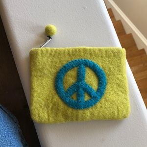 Change Purse- Wool Peace Sign